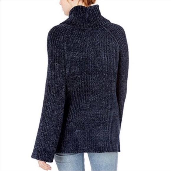 Lucky Brand Chenille cowl neck sweater turtleneck blue - Picture 2 of 9